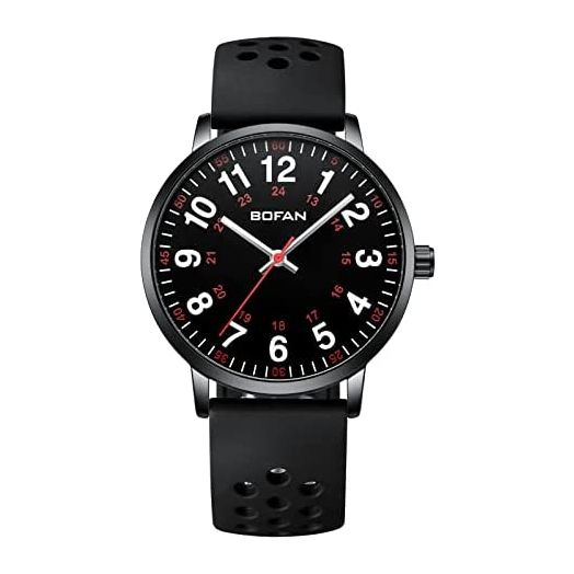 BOFAN Nurse Watch for Nurse,Medical Professionals,Students,Doctors with Various Medical Scrub Colors,Easy to Read Dial,Second Hand and 24 Hour,Soft and Breathable Silicone Band,Water Resistant.