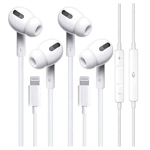 2 Pack iPhone Earbuds [MFi Certified] Wired Earphones Lightning Headphones (Built-in Microphone & Volume Control) Noise Canceling Isolating Headphones Compatible with iPhone 14/13/12/11/SE/X/XR/XS/8/7