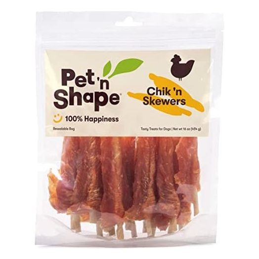 Pet 'n Shape Chik 'n Skewers – Chicken Wrapped Rawhide Chew Dog Treats