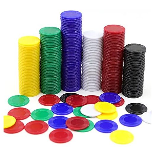 600Pcs Plastic Poker Mini Chips in 6 Colors Bulk Poker Card Game Chips for Game Play Learning Math Counting Kids Teaching Rewards(2.2CM in Diameter)