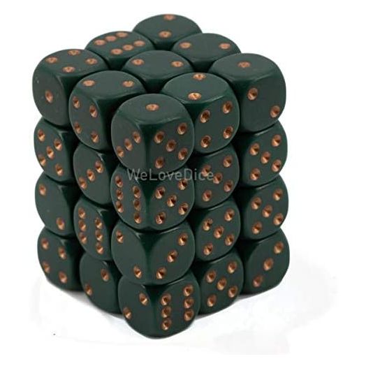 Chessex Dusty Green 12mm D6 Opaque Dice Block of 36
