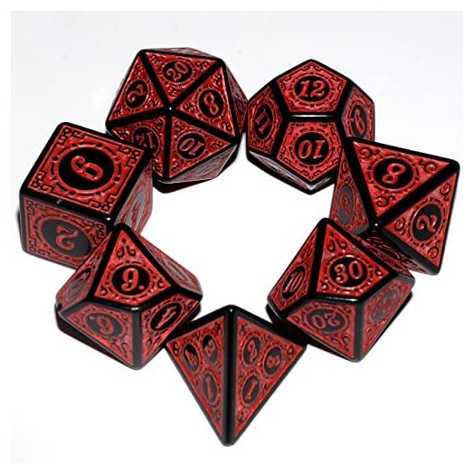 Carving in Red Black DND Dice Set for Board Game