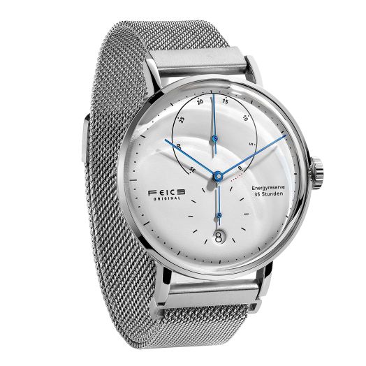 FEICE Bauhaus Watch Men's Automatic Watch Mechanical Watches Analog Leather Strap Casual Dress Watches for Men with Domed Mirror - FM202 (Silver)