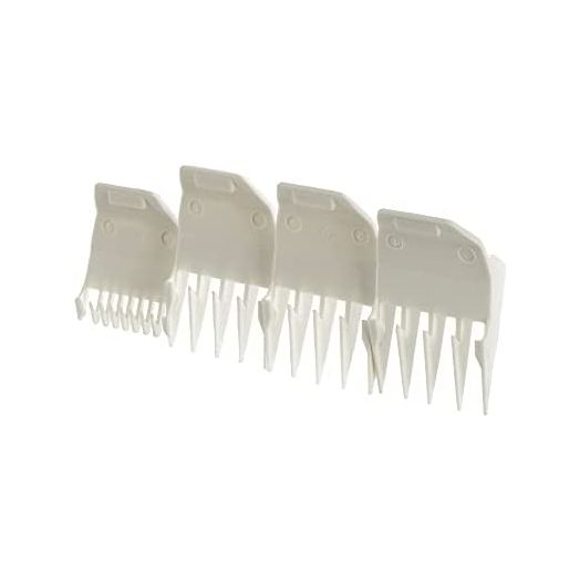 Wahl Professional Clipper Peanut Guide Comb Set, 4 Pack with Cutting Lengths From 1/8" to 1/2" for Professional Barbers and Stylists, White - Model 3166-100