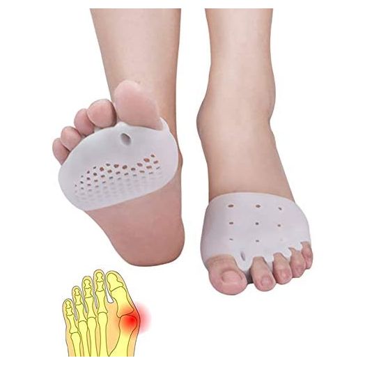 Metatarsal Pads, Toe Separator, Gel Metatarsal Cushion Toe Separators, (4 PCS),New Material, Forefoot Pads, Toe Spacers,Breathable & Soft Gel, Best for Diabetic Feet, Blisters, Forefoot Pain. (White)