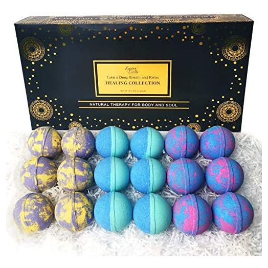 Aromatherapy Bath Bombs Set for Women & Men! Healing Essential Oil Bath Bombs Gift Box with 18 Large Natural Moisturizing Bath Bombs. Bulk Wrapped Bath Bombs Gift Set for Dry Skin… (Bath Bombs)