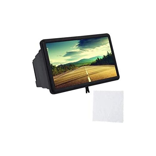 12’’ Screen Magnifier for Smartphone, 3D Hd Mobile Phone Magnifier Projector Screen for Movies, with Screen Amplifier, Supports All Smartphones (Black)