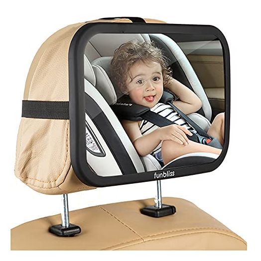 Baby Car Mirror Most Stable Backseat Mirror with Premium Matte Finish-Super Clear PMMA Material Mirror-Safe, Secure and Shatterproof,Black