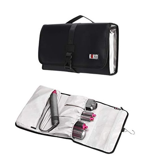 BUBM Waterproof Travel Storage Case Organizer for Dyson Airwrap, Pre-Styling Dryer, 4 Curling Barrels, 2 Smoothing Brushes and Volumizing Brush,Black, Black (JFQ-T01), Black