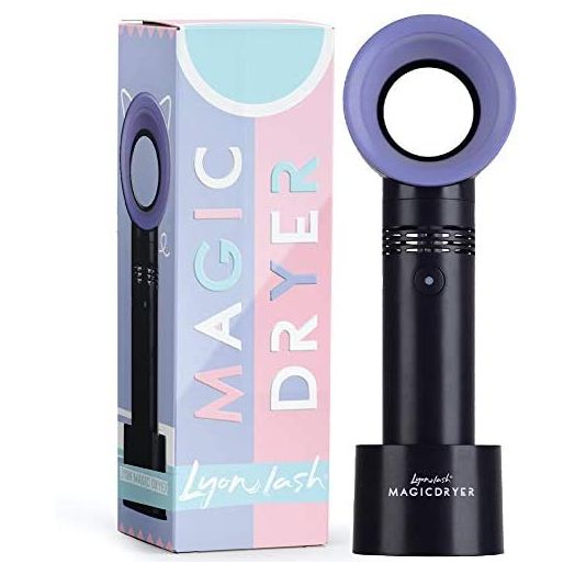 Lyon Lash Portable USB Rechargeable Bladeless Mini Fan/Air Conditioning Blower/Handheld Cooling Dryer, Essential Eyelash Extension Supplies, Dries Eyelash Extensions Glue/Adhesive Rapidly (Black)