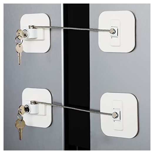 Locks for Refrigerator,2 Pack Fridge Lock with Keys,Lock for a Fridge(White Refrigerator Lock)