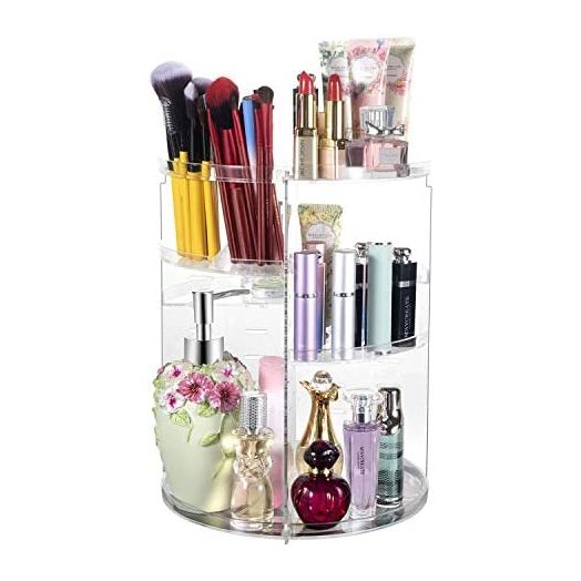360° Rotating Makeup Organizer, Spinning Bathroom Organizer Countertop, Cosmetic Organizer Makeup Holder Shelf, Make Up Organizers and Storage for Bedroom, Transparent