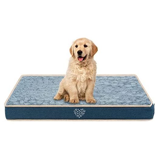 VANKEAN Waterproof Dog Crate Pad Bed Mat Reversible (Cool & Warm), Removable Washable Cover & Waterproof Inner Lining, Pet Crate Mattress for Cats and Dogs, Joint Relief Dog Bed for Crate, Navy/Grey