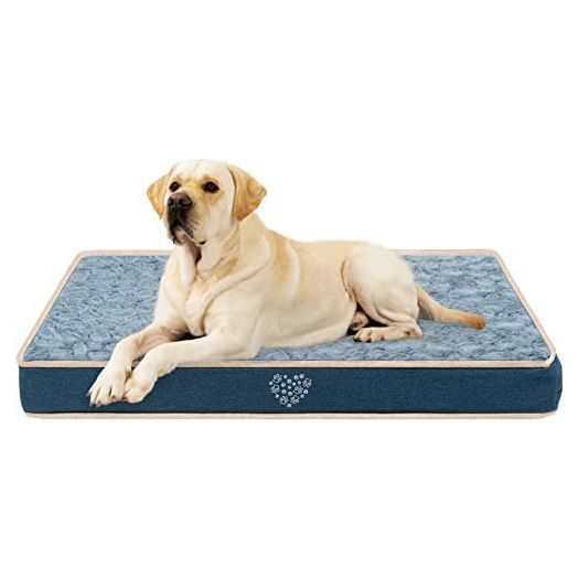 VANKEAN Waterproof Dog Crate Pad Bed Mat Reversible (Cool & Warm), Removable Washable Cover & Waterproof Inner Lining, Pet Crate Mattress for Cats and Dogs, Joint Relief Dog Bed for Crate, Navy/Grey