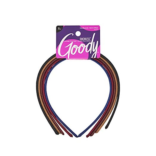 Goody Ouchless Classic Headband - 5 Count, Assorted Colors - For All Hair Types - Beautiful Design for Instant Style - Pain-Free Hair Accessories for Women, Men, Boys, and Girls