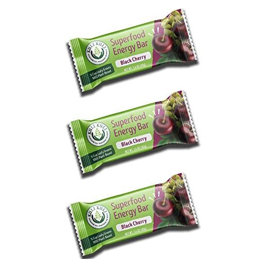 Kuli Kuli Moringa SuperFood Energy Bar, Black Cherry, 1.6 Ounce Bars (Box of 12) Vegan, Gluten-Free Energy Bar, Contains Half Cup of Leafy Greens, Chia & Pumpkin Seeds No Added Sugar, Convenient Snack
