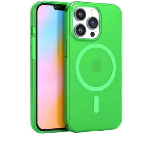 FELONY CASE - Stylish Neon Green Crystal Clear Phone Case for iPhone 12 Pro Max, Compatible with MagSafe - 360° Shockproof Protective Cases