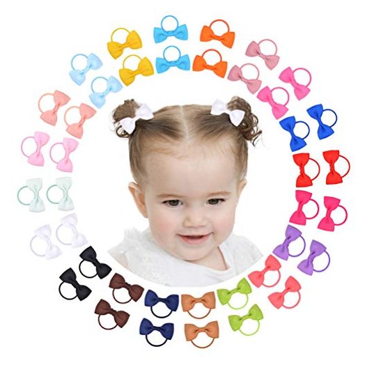 40PCS 2 Inches Baby Girls Hair Bows Ties Mini Boutique Elastic Hair Rubber Ribbon Hair Band Accessories for Kids Toddlers Infants (40 PCS)