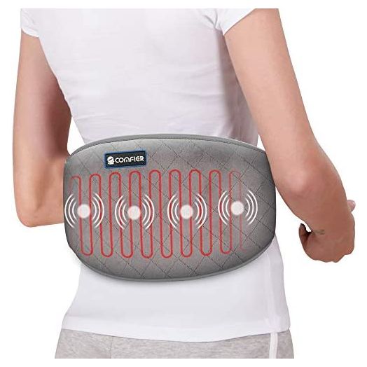 Comfier Heating Pad with Massager, Heated Waist Massage Belt for Back Pain with 2 Heat Levels & 3 Massage Modes, Heating Pads for Cramps,Abdominal, Lumbar,Fit for Women,Men(Gray)