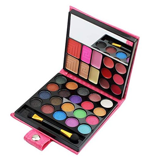 All in one Makeup Kit, Eyeshadow Palette Lip Glosses Blusher Concealer Powder Brush Mirror,Professional makeup kit set for women girls teens or Beginner,32 Color (1Pc)