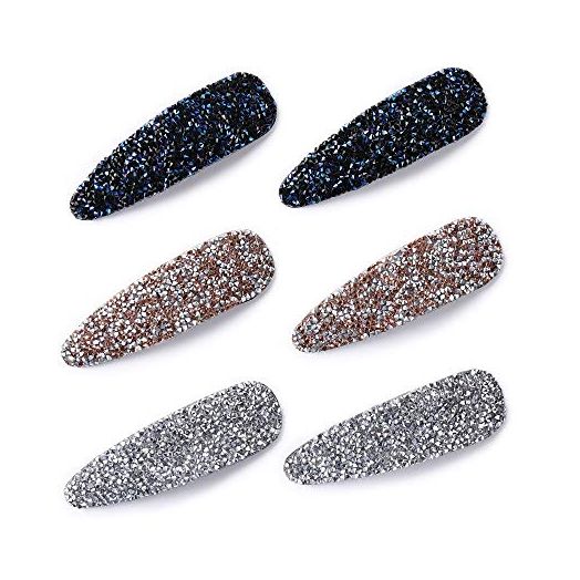Rhinestone Hair Clips for Women and Ladies Shining Crystal Snap Clips Different Color Rhinestone Hair Pins Hair Barrettes for Party Wedding Daily Girls Hair Decorative (Pink blue gray)