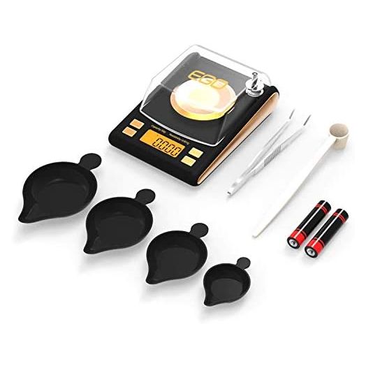 Milligram Scale 50 x 0.001g Reloading Gunpowder Grain Scale 771 x 0.02 gn Gemstone Scale Includes 20g Calibration Weight 2 Scoops 4 Weighing Powder Pans Tweezers Read in 6 Units