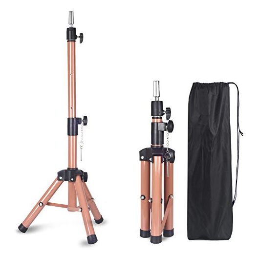 Wig Stand Tripod Mannequin Head Stand, Smilco Adjustable Heavy Duty Wig Head Stand for Cosmetology Hairdressing Training (40 Inches)