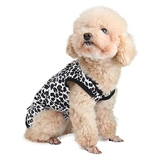 Etdane Recovery Suit for Dog Cat After Surgery, Surgical Onesies for Female Male Doggy Pet Post-Operative Vest Shirt Alternative Cone E-Collar Abdominal Wounds Protector Leopard Print X-Small