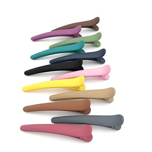 12 PCS Hair Clips for Styling, LAKYTION Non-Slip Hair Styling Clips Colorful Plastic Duckbill Alligator Hair Barrettes Pins with Duck Teeth Hair Accessories for Women Girls, 12 Colors