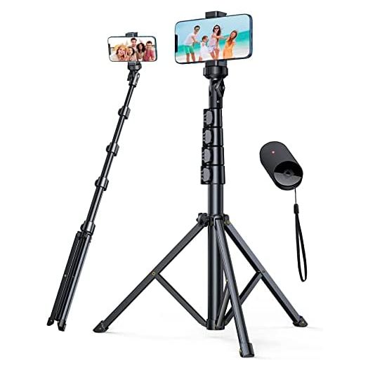 andobil 62'' Tripod for iPhone with Wireless Remote, Extendable Cell Phone Stand Lightweight Travel Tripod Fit for iPhone 14/13 Pro Max/ 13 Pro/ 13/12/ 11/ Samsung S22 S21 etc, Android/Camera/GoPro
