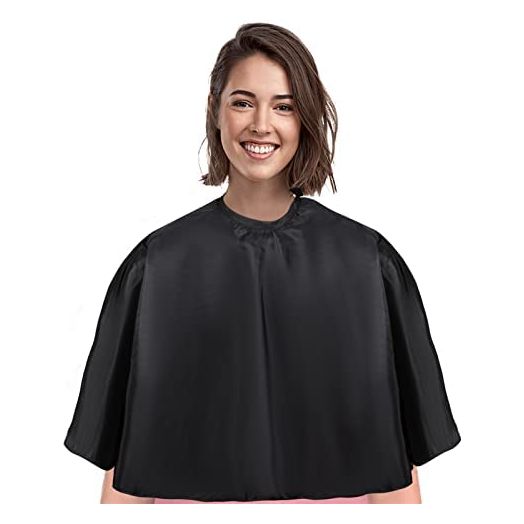 Short Barber Cape, Waterproof Nylon Salon Hair Cutting Cape, Makeup Artist Cape Apron, Shorty Smock for Clients, for Hair Dye, Comb-out, Styling, Shampoo