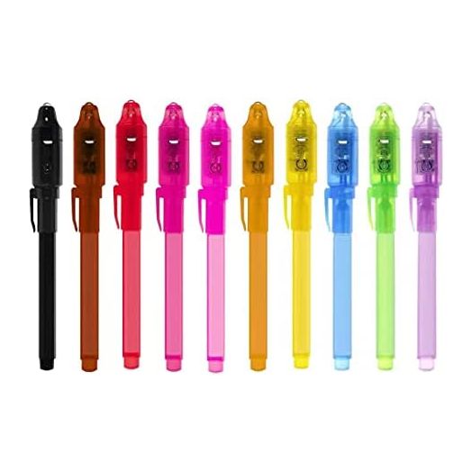 Invisible Ink Pen with Light, 10Pcs Magic Spy Pen for Secret Message, and Kids