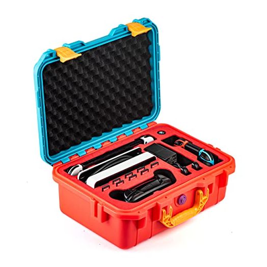 DEVASO Carrying Case for Nintendo Switch Travel Case ,Professional Deluxe Waterproof Case Soft Lining Hard Case for Nintendo Switch OLED Model (2021) Console Pro Controller & Accessories (Red&Blue)