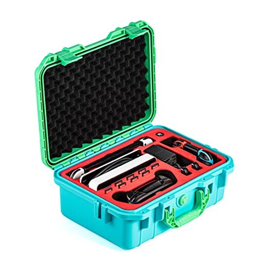 DEVASO Carrying Case for Nintendo Switch Travel Case ,Professional Deluxe Waterproof Case Soft Lining Hard Case for Nintendo Switch OLED Model Console Pro Controller & Accessories (Green&Blue)
