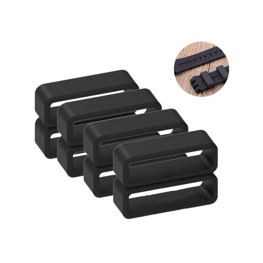 8 Pack Rubber Watch Band Watch Strap Loops Black Silicone Replacement Resin Watch Bands Keeper Holder Retainer Size 12mm 14mm 16mm 18mm 20mm 22mm 24mm 26mm