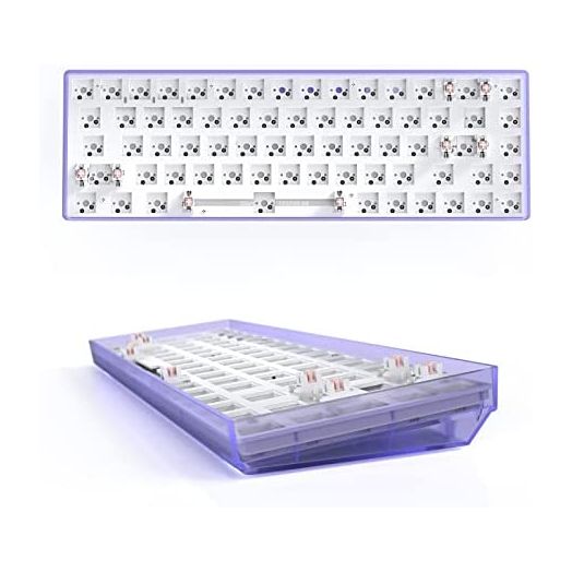 CIY GK68 Dual Mode Wireless Hotswap Keyboard Kit, DIY 65% Keyboard, Bluetooth 5.0/2.4G Wireless, Replaceable MX Switch 5Pin/3Pin, ABS Shell,Metal Positioning Plate,Sound Insulation Mat(Purple Hyaline)