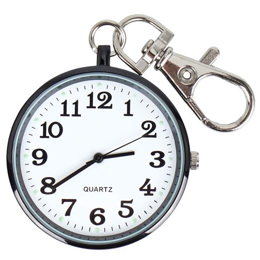 FUNGORGT Pocket Watch for Men Ultra Thin Bold Number Face Quartz Pocket Watch Key Buckle Key Ring-Keychain Clip on Pocket Watch