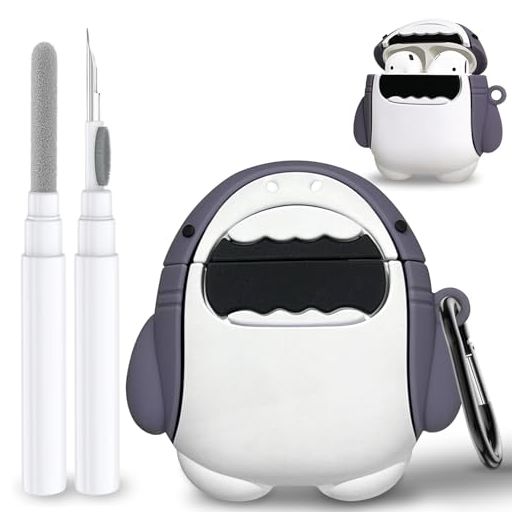 3 Pack Cute Cartoon Character AirPods Case with Cleaner kit for AirPod 2/1,3D Kawaii AirPod Case 2nd Generation,Funny Fun Cool Soft Silicone Airpod 1&2 Gen Charging Case with Keychain for Girls