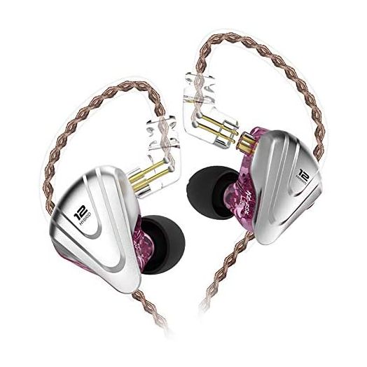 in-Ear Monitors,KZ ZSX 1DD+5BA Hybrid HiFi Stereo Noise Isolating Sport IEM Earphones/Earbuds/Headphones with Detachable Cable (Without MIC, Purple)
