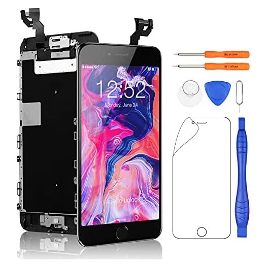 Yodoit for iPhone 6s Plus Screen Replacement Touch LCD Display Digitizer Glass Full Assembly Camera Home Button Proximity Sensor Earpiece Speaker + Tool 5.5 inches (Black)