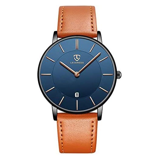 Mens Watches, Minimalist Fashion Simple Wrist Watch for Men Analog Date with Leather Strap