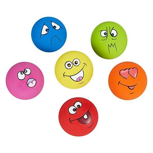 Dog Toy Squeaky Dog Toys Funny Face Chewing Latex Rubber Soft Fetch Play Interactive Dog Balls for Puppy Small Medium Pet Dog (6PCS)