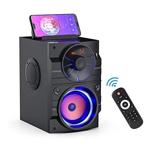 Portable Bluetooth Speakers with Light, Wireless Big Speakers with Subwoofer, FM Radio, LED Lights, EQ, Booming Bass, Bluetooth 4.2 Stereo Loud Outdoor/Indoor Retro Speakers for Home, Camping, Travel