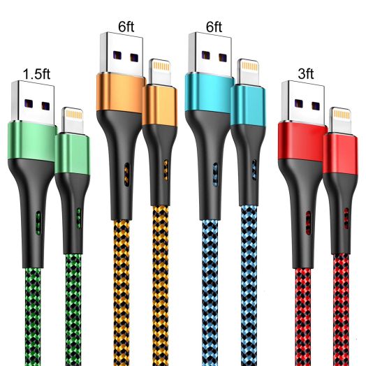 Durcord iPhone Charger 6FT/6/3/1.5, Lightning Cable Fast Charging Cable Nylon Braided Cord Compatible with iPhone 14/13/12/11 Pro Max/XS MAX/XR/XS/X/8/7/Plus/6S/6/SE/5S/iPad