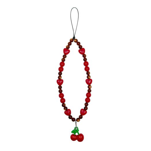 Drawwind Phone Charm Strap Universal Cell Phone Lanyard Wrist Strap Beaded Phone Chain String Handmade Phone Case Accessories for Women Girls (Sweet Cherries)