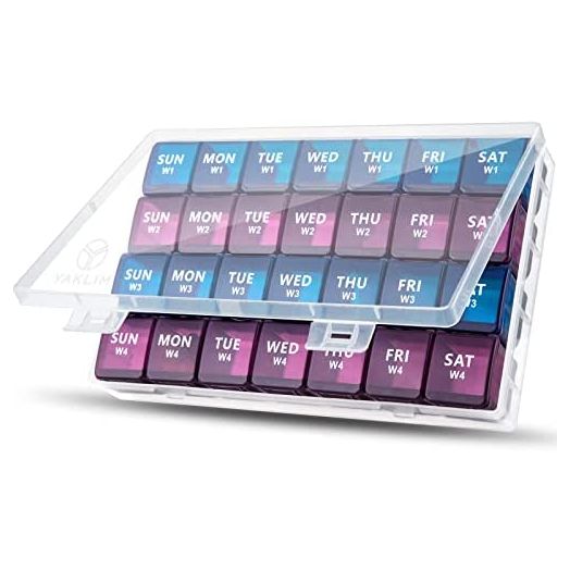 Yaklim XL Monthly Pill Organizer 1 Time a Day, 28 Day Pill Box Once a Day