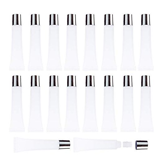 50Pcs 15ml Lip Gloss Squeeze Tubes, Silver Lip Gloss Containers Empty, Refillable Soft Clear Tubes for DIY Lipgloss Balm Cosmetic (Silver)