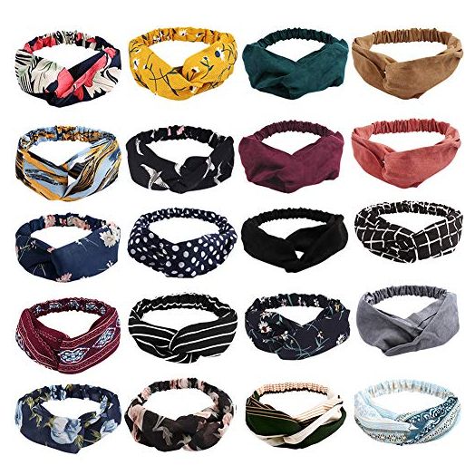 20 Pack Boho Headbands for Women,Ahoney Knotted Hair Band Elastic Headband Fashion Twisted Head Wrap Floral Bandeau Headbands Hair Accessories for Women(20 PACK)