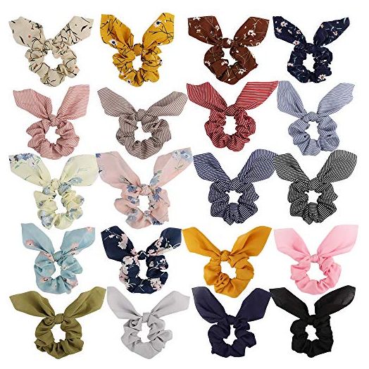 ACO-UINT 20 Pack Hair Scrunchies for Women, Adorable Bow Scrunchies for Thick Hair, Bunny Ear Scrunchies Hair Ties Hair Accessories Elastic Scrunchies with Bow for Girls
