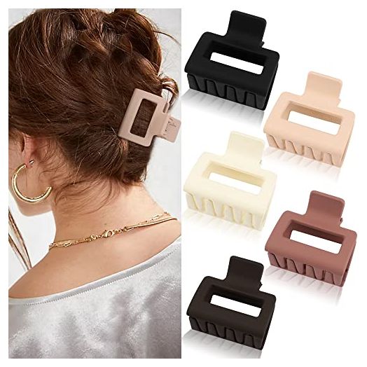 ATODEN 5 Pcs Square Hair Clips Matte Hair Claw Clips for Women Girls 1.96'' Square Claw Clips for Thin and Medium Hair Non-slip Strong Grip Hair Clamps Jaw Clips Hair Styling Accessories Gifts for Women